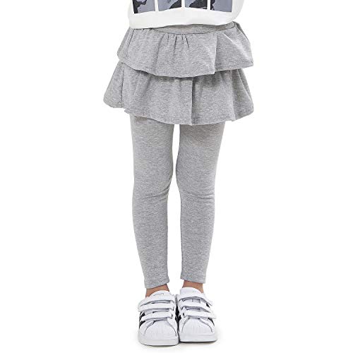 Adorel Leggings con Falda Pantalones Largos para Niñas Gris Claro 7-8 Años (Tamaño del Fabricante 140)