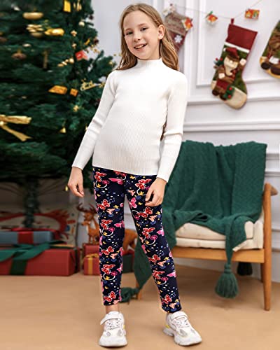 Adorel Leggins Forro Polar Termicos para Niña Pack de 2 Estampado de Lazo y Mariposa 10-11 Años (Tamaño del Fabricante 160)