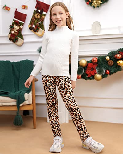 Adorel Leggins Forro Polar Termicos para Niña Pack de 2 Estampado de Leopardo y Lunares 8-9 Años (Tamaño del Fabricante 140)