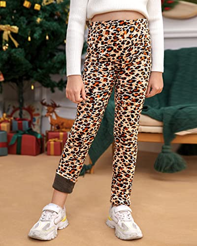 Adorel Leggins Forro Polar Termicos para Niña Pack de 2 Estampado de Leopardo y Lunares 8-9 Años (Tamaño del Fabricante 140)