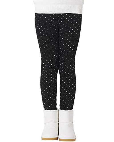 Adorel Leggins Térmicos Pantalón Forros Algodón para Niñas Negro Lunares Clásico 7-8 Años (Tamaño del Fabricante 140)