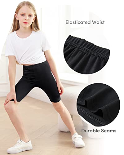 Adorel Mallas Corto Pantalon Shorts Deportiva Niña Pack de 4 Negro 6-7 Años (Tamaño del Fabricante: 130)