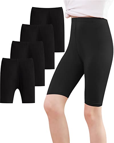 Adorel Mallas Corto Pantalon Shorts Deportiva Niña Pack de 4 Negro 6-7 Años (Tamaño del Fabricante: 130)