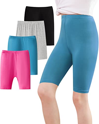 Adorel Mallas Corto Pantalon Shorts Deportiva Niña Pack de 4 Negro Gris Rosa Roja Azul Oscuro 9-10 Años (Tamaño del Fabricante: 150)