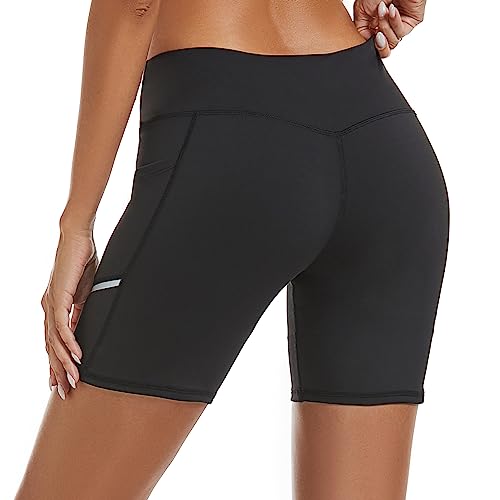 adorence Mallas Cortas Mujer, Leggins Shorts Deportivos Mujer - Ideales para Gym, Yoga y Deporte - Cintura Alta para Control de Barriga y Push Up-Negro,S