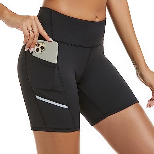 adorence Mallas Cortas Mujer, Leggins Shorts Deportivos Mujer - Ideales para Gym, Yoga y Deporte - Cintura Alta para Control de Barriga y Push Up-Negro,S