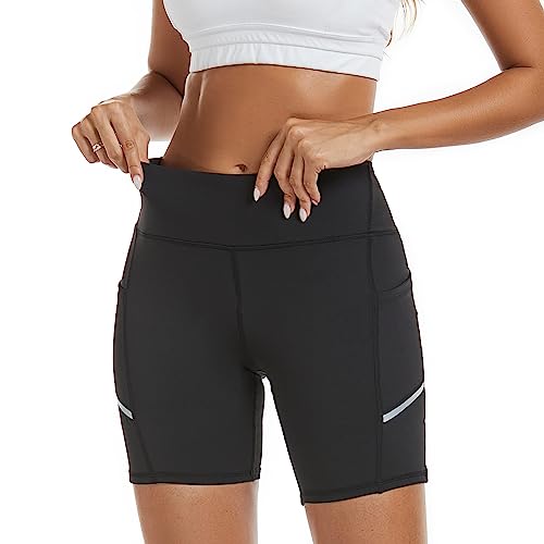 adorence Mallas Cortas Mujer, Leggins Shorts Deportivos Mujer - Ideales para Gym, Yoga y Deporte - Cintura Alta para Control de Barriga y Push Up-Negro,S