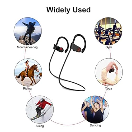 adspow Auriculares Bluetooth Sport, Auriculares Bluetooth 5.0 In-Ear con Audio HD, Impermeables con Micrófono, Compatible con Android y iOS,Negro