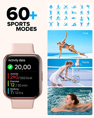 aeac Smartwatch Mujer Reloj Inteligente con Llamadas,1,7" con Voz de Alexa, Whatsapp Notificaciones Inteligentes, Deportivo Pulsometro, Monitor de Sueño, SpO2, IP68 Impermeable Reloj de Pulsera