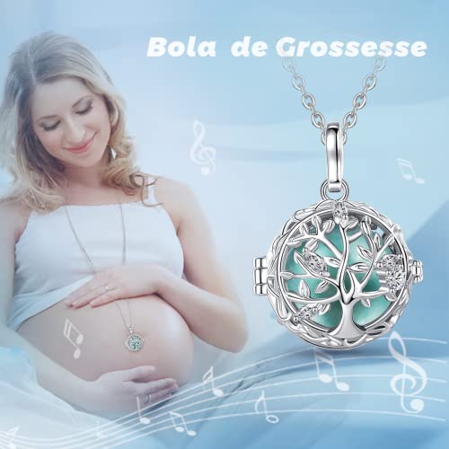 AEONSLOVE Llamadores de Angeles Embarazadas Collar Colgante Árbol de la Vida para Futuras Madres Regalo Original para Mujer Embarazada, 2 Cadenas