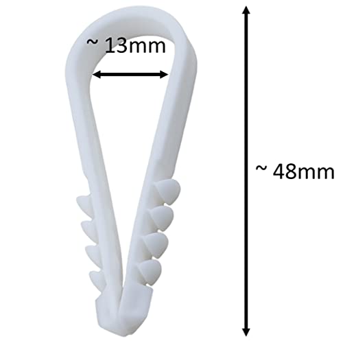 AERZETIX - C62232 - Juego de 50 Tacos clavijas pasacables para presionar de cable Ø13mm - soporte para encajar - longitud ~48mm - fijación hormigón ladrillo - en plástico - color blanco