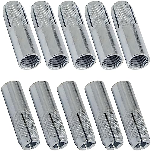 AERZETIX - C67621 - Juego de 10 tacos de anclaje de expansión Ø12x40mm para perno/tornillo M10 - taco de golpe - perforación hormigón ladrillo piedra mampostería fijación - en acero