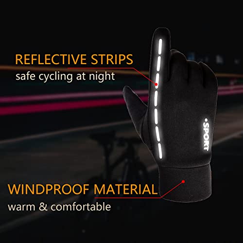 AFIT Guantes de Otoño Invierno a Prueba de Viento Impermeable Antideslizantes Ciclismo Bicicleta Correr Aire Libre Guantes Pantalla Táctil Guantes para Hombres y Mujeres (Azul, L)