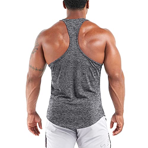 Agilelin Camiseta Tirantes de Entrenamiento para Hombre, Camisetas Atléticas de Secado rápido para Culturismo,Chaleco Culturismo Gimnasia Secado Rápido(Gris/L)