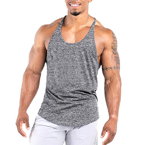 Agilelin Camiseta Tirantes de Entrenamiento para Hombre, Camisetas Atléticas de Secado rápido para Culturismo,Chaleco Culturismo Gimnasia Secado Rápido(Gris/L)