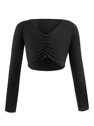 Agoky Chaquetas de Danza Ballet Niñas Cardigan Abrigo de Algodón Manga Larga Elegantes para Vestido Ballet Gimnasia Otoño Invierno Bolero Infantil Casual Negro D 13-14 años