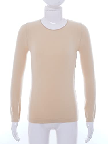 Agoky Conjunto Térmico de Deportivo Gimnasia para Niñas Ropa Interior Térmica Transpirable Negro o Nude Camiseta Manga Larga y Leggings Pantalones Ropa Infantil Type A Nude 4-6 años