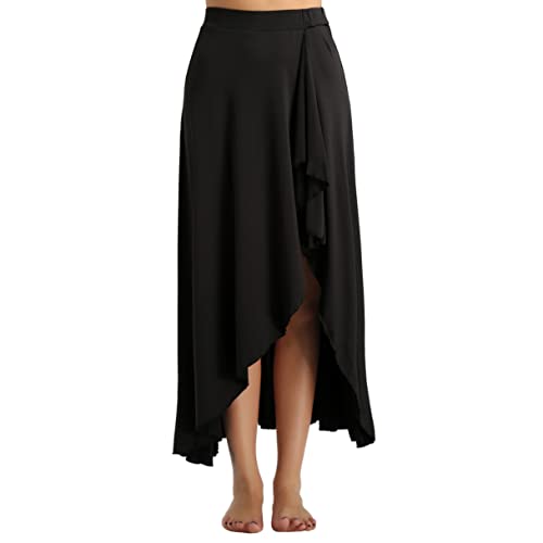 Agoky Falda Irregular de Danza para Mujer Falda Larga de Baile Flamenco Latino Tango Sevillanas Falda Danza del Vientre Dancewear Negro M