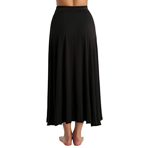 Agoky Falda Irregular de Danza para Mujer Falda Larga de Baile Flamenco Latino Tango Sevillanas Falda Danza del Vientre Dancewear Negro M