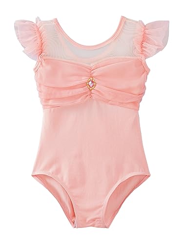 Agoky Niña Maillots de Gimnasia Clásico sin Manga Vestido de Ballet Gimnasia Leotardo Body Clásico Manga Corta Traje Ropa de Bailarina Rosa 7-8 años