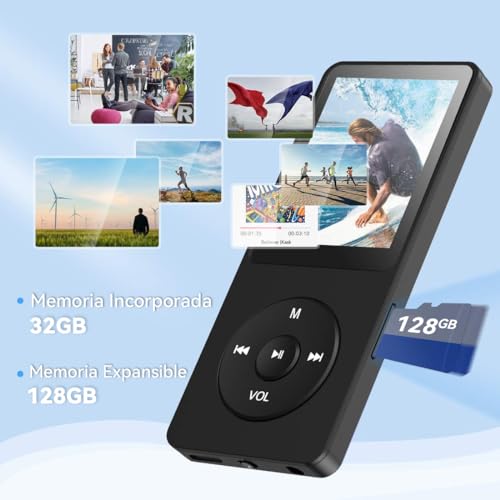 AGPTEK 32GB MP3 Reproductor, 1.8" Pantalla MP3 HiFi Música Portátil sin Pérdida, MP3 Player con Line-in,Altavoz,Radio FM,Grabación,E-Book, Soporta 128GB TF(No Incluido)