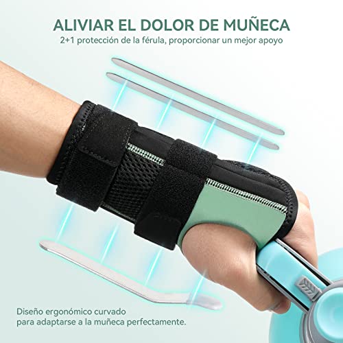 AGPTEK Muñequera Tendinitis Muñeca con 3 Férulas, Muñequera para Túnel Carpiano Artritis Esguinces, Dolor Lesión de Muñeca, Muñequera Metacarpiana Ajustable y Transpirable, Manos Izquierda