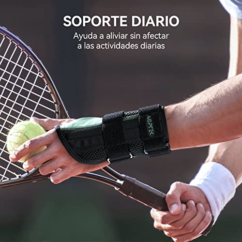 AGPTEK Muñequera Tendinitis Muñeca con 3 Férulas, Muñequera para Túnel Carpiano Artritis Esguinces, Dolor Lesión de Muñeca, Muñequera Metacarpiana Ajustable y Transpirable, Manos Izquierda