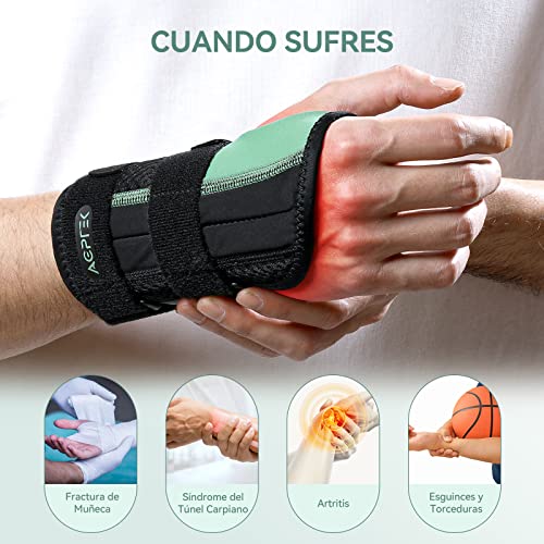 AGPTEK Muñequera Tendinitis Muñeca con 3 Férulas, Muñequera para Túnel Carpiano Artritis Esguinces, Dolor Lesión de Muñeca, Muñequera Metacarpiana Ajustable y Transpirable, Manos Izquierda