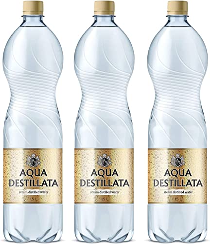 Agua destilada potable de 7,5 litros de agua destilada al vapor, paquete de 5 x 1,5 l, certificado ultra puro, agua destilada al vapor, grado alimenticio