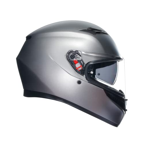 AGV - K3 E2206 MPLK, Casco Moto Hombre, Casco Integral ECE con Absorción del Sudor, Spoiler, Ventilación y Visera UV Resistente a los Arañazos, Intercomunicador Casco Moto, Gris