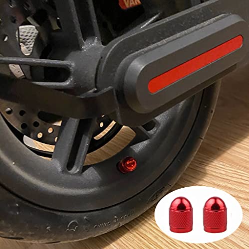 aibiku Adaptador de extensión de válvula, Extensores de válvula de neumático y 2 Tapas de válvula de aleación de Aluminio (Rojo) para Xiaomi M365 1S Essential Pro Scooter