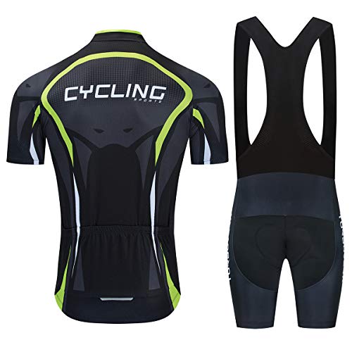 AICTIMO Traje Ciclismo Maillots Ciclismo Hombre Verano+ Pantalones Corto Ciclismo Acolchado de Gel Culotte y Maillot para MTB, Spinning, Bicicleta (verde2, XL)