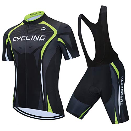 AICTIMO Traje Ciclismo Maillots Ciclismo Hombre Verano+ Pantalones Corto Ciclismo Acolchado de Gel Culotte y Maillot para MTB, Spinning, Bicicleta (verde2, XL)