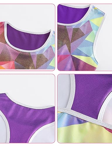 AIEOE Conjunto Dos Piezas para Niña Chicas Gimnasia Física Leotards con Parches Estampados Cortos Baile Ballet 9-10 Años 03