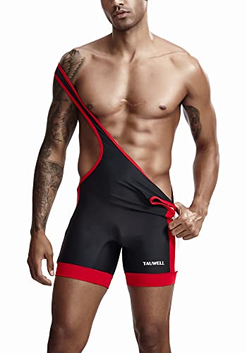 AIEOE Maillot de lucha libre para hombre, traje de lucha libre, camiseta deportiva, mono atlético, levantamiento de pesas, bodysuit de una pieza, Negro , XXL