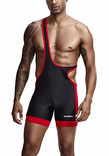 AIEOE Maillot de lucha libre para hombre, traje de lucha libre, camiseta deportiva, mono atlético, levantamiento de pesas, bodysuit de una pieza, Negro , XXL