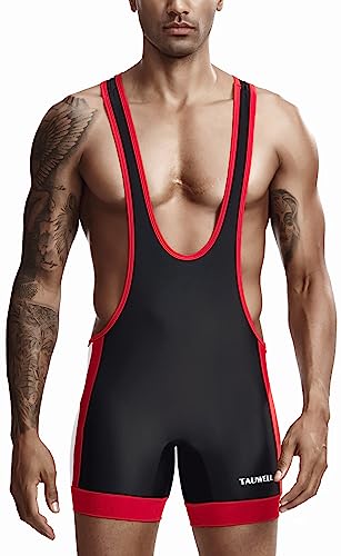 AIEOE Maillot de lucha libre para hombre, traje de lucha libre, camiseta deportiva, mono atlético, levantamiento de pesas, bodysuit de una pieza, Negro , XXL