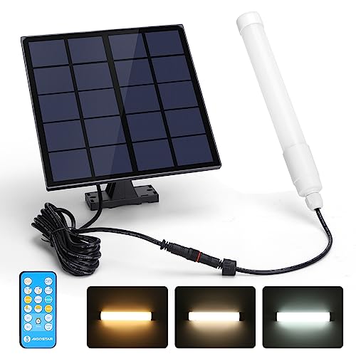 Aigostar Luz Solar Exterior 50W 500LM Lámpara con mando a distancia, Tubo T8, IP65 regulable: 3000K/4000K/6500K.Luces con cable de 3 m