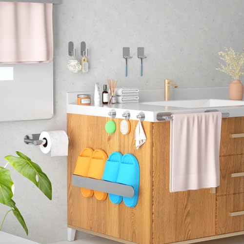 AIKER Toalleros de Baño Sin Taladro,Versión Completa Juego de Toallero de Baño 10PCS,Acero Inoxidable SUS304 de Espesada Accesorios Baño para Mueble Baño o Colgador Pared Decoracion baño