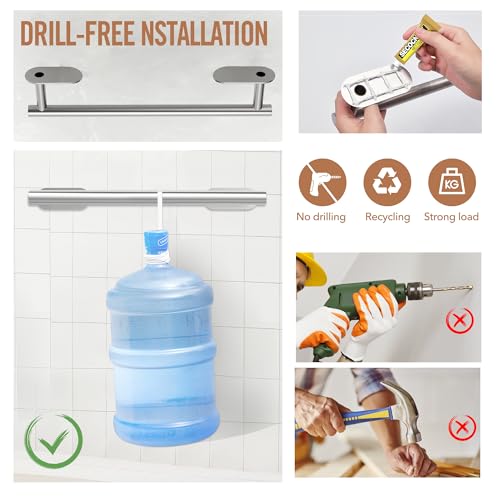 AIKER Toalleros de Baño Sin Taladro,Versión Completa Juego de Toallero de Baño 10PCS,Acero Inoxidable SUS304 de Espesada Accesorios Baño para Mueble Baño o Colgador Pared Decoracion baño