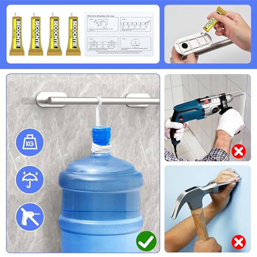 AIKER Toalleros de Baño Sin Taladro,Versión mejoradaJuego de Toallero de Baño 10PCS,Acero Inoxidable SUS304 de Espesada Accesorios Baño para Mueble Baño o Colgador Pared Decoracion baño