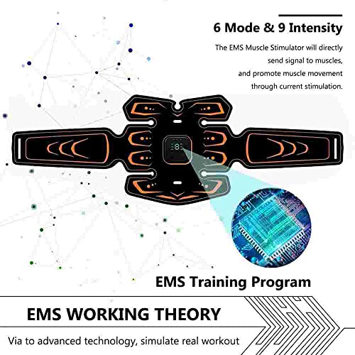 AILEDA Electroestimulacion, Electroestimulador Muscular Abdominales, EMS Estimulación, Cinturón Muscular Abdominal, Estimulación Muscular para Fortalecer y regenerar los músculos Abdominals