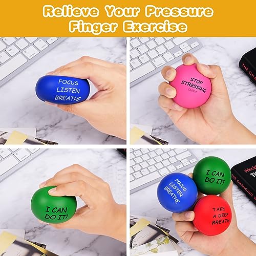 Ainiv 4Pz Motivacional Pelota Antiestrés Stress Ball Fidget Toys, Squishy Pack Pelota Antiestres Adultos Mano, Bolas de Estrés, Pelotas de Espuma, Juguetes Antiestres Niños Adultos, Bola Antiestres