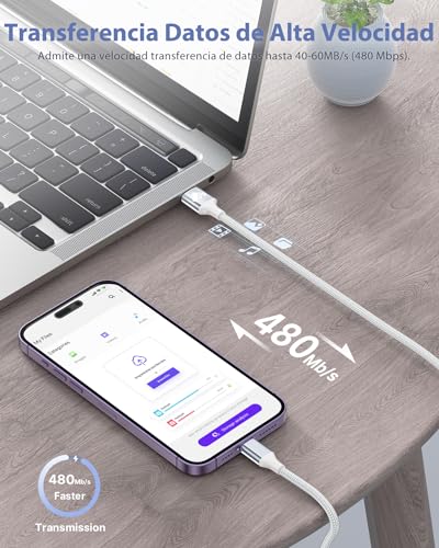 Aioneus Cable iPhone 1M Cable iPhone Carga Rápida MFi Certificado Cable USB iPhone, Cable Cargador iPhone Nylon Trenzado Lightning Cable para iPhone 14 13 12 11 Pro XS MAX XR X 8 7 6S 6 Plus 5 5S,iPad