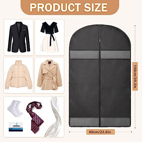 AiQInu Premium Fundas para Ropa,100x60cm Transpirable Fundas de Ropa Larga Antipolvo, Impermeable Humedad Bolsa de Traje con Cremallera para Trajes, Abrigos, Chaquetas y Vestidos de Noche