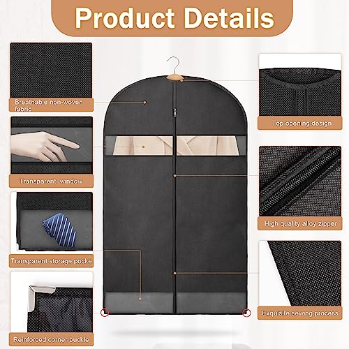 AiQInu Premium Fundas para Ropa,100x60cm Transpirable Fundas de Ropa Larga Antipolvo, Impermeable Humedad Bolsa de Traje con Cremallera para Trajes, Abrigos, Chaquetas y Vestidos de Noche