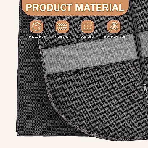 AiQInu Premium Fundas para Ropa,100x60cm Transpirable Fundas de Ropa Larga Antipolvo, Impermeable Humedad Bolsa de Traje con Cremallera para Trajes, Abrigos, Chaquetas y Vestidos de Noche