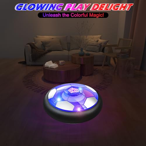 Air Power Football Kid Toy, Balón de Fútbol Flotante Recargable con Luces LED de Colores, Pelota Deportiva, Pelota de Fútbol,Regalo para Niños, Niñas, Juegos de Interior al Aire Libre 3-12 Años