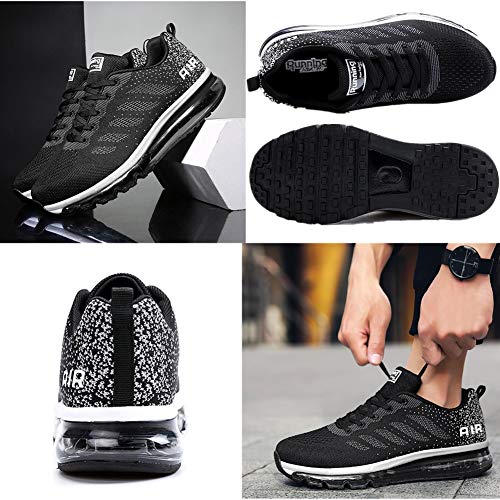 Air Zapatillas de Running para Hombre Mujer Zapatos para Correr y Asfalto Aire Libre y Deportes Calzado Blanco Negro