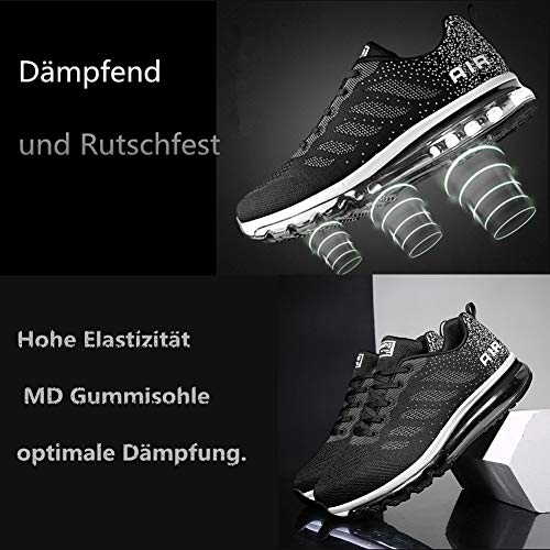 Air Zapatillas de Running para Hombre Mujer Zapatos para Correr y Asfalto Aire Libre y Deportes Calzado Blanco Negro